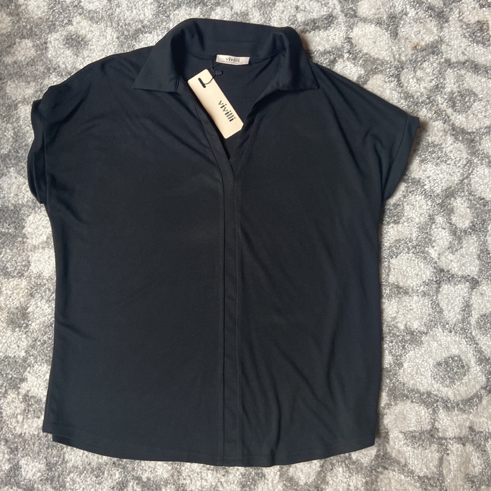 NWT Amazon brand Vivilli Black Collared Shirt Size XL